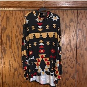 LuLaRoe Black Multicolor Geometric Cowl Neck Sweater